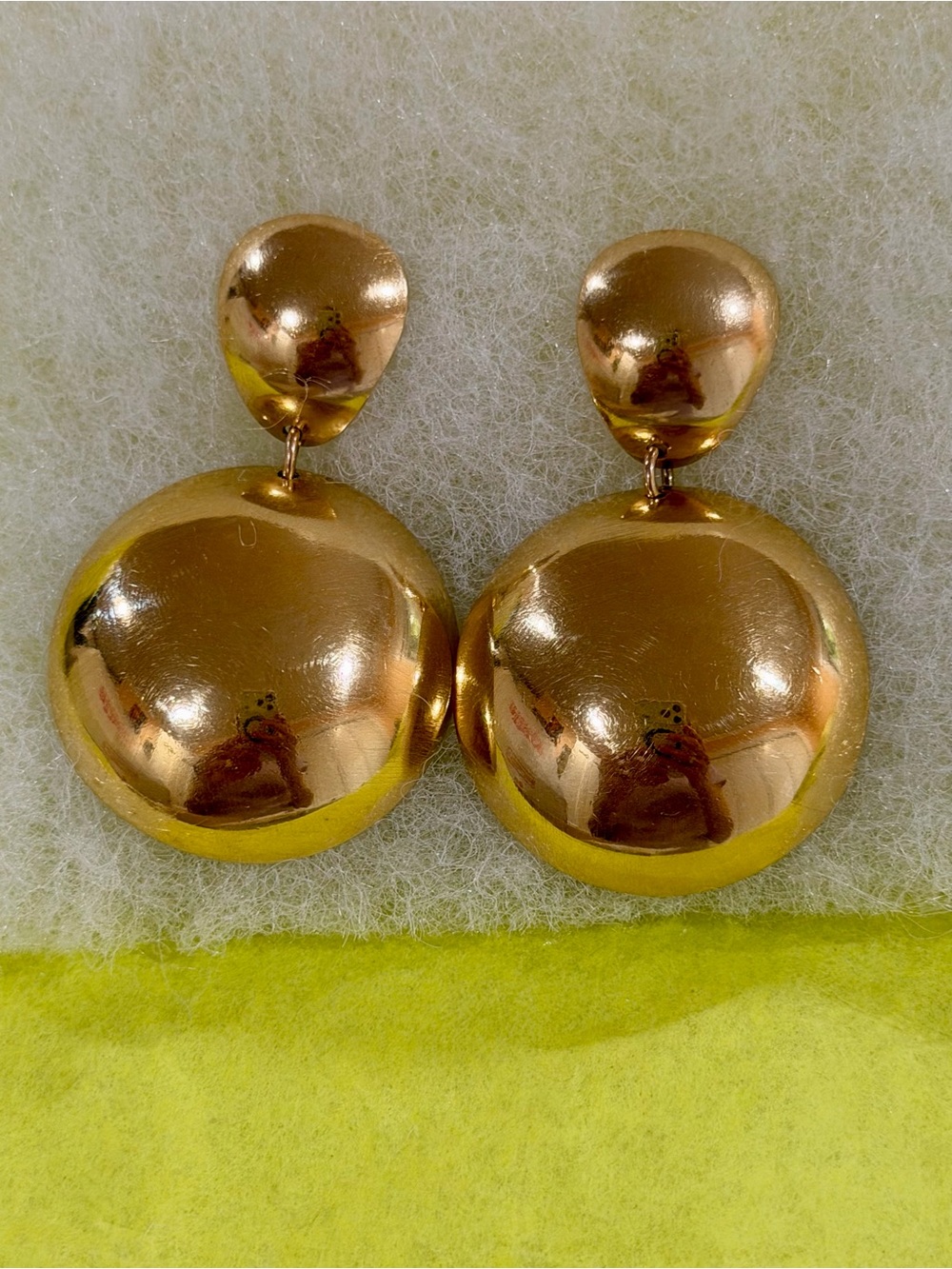 Lila Rice Polished Gold Brass Dome Drop Earrings